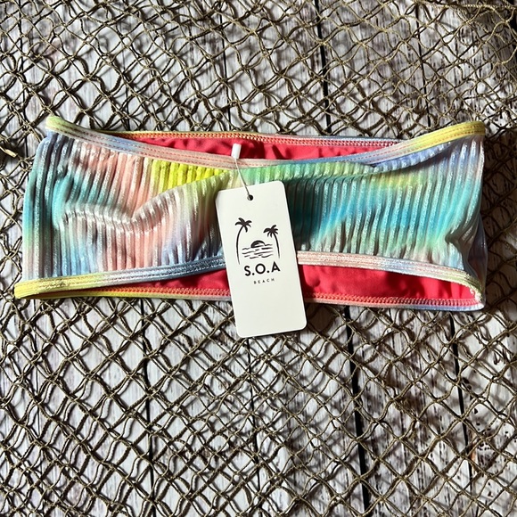 NWT s.o.a.beach Tie-dye bikini strapless size medium - Picture 4 of 4